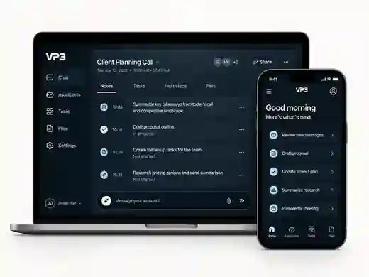 VP3 desktop and mobile experiences shown together